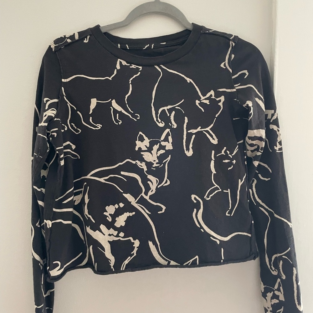 Maeve Black and Cream Graphic Top